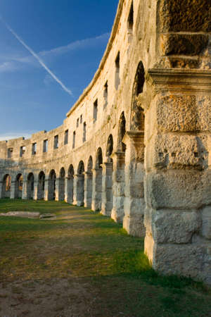 The Roman amphitheater in the croatian city, pula, croatiaの写真素材