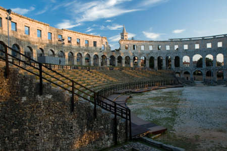 The Roman amphitheater in the croatian city, pula, croatiaの写真素材