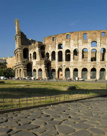 Colosseum under blue sky, Rome, Italyの写真素材