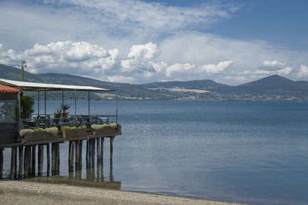The lake of Bracciano. Lake volcanic in the middle of Italy.の写真素材