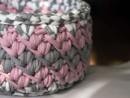 basket crochet from melange yarn.の写真素材