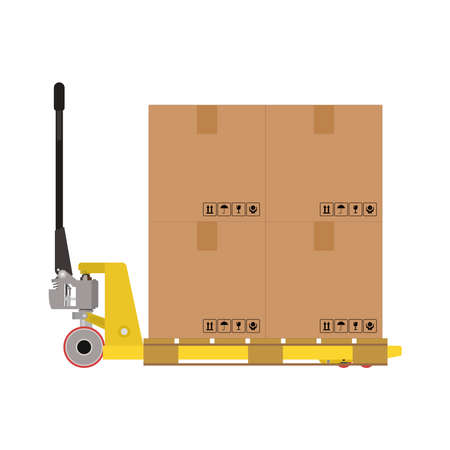 Hand lift, pallet and cardboard vector graphicsのイラスト素材