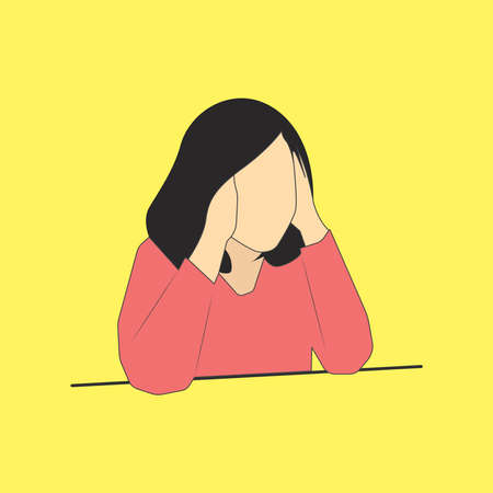 Flat character woman are confused vector graphics