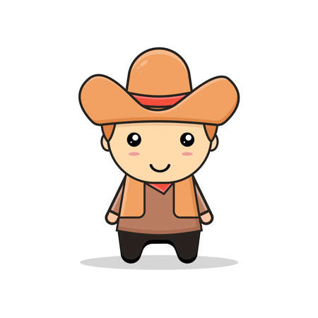 Kawai illustration little cowboy vector graphicsのイラスト素材