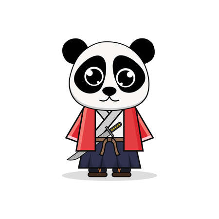 Doodle illustration panda ninja vector graphicsのイラスト素材