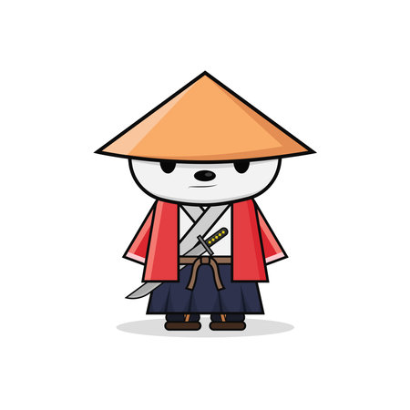Doodle illustration panda samurai vector graphicsのイラスト素材