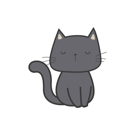 Doodle illustration black cat vector graphicsのイラスト素材