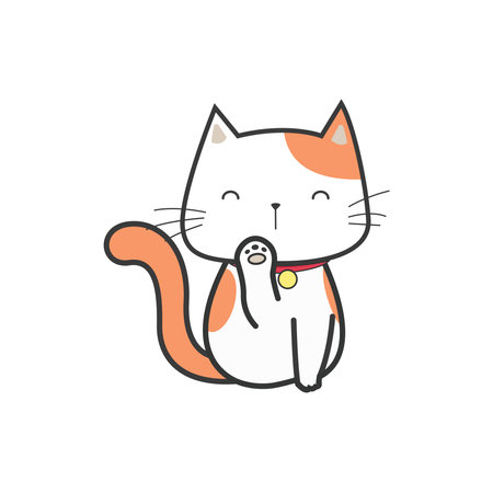 Doodle illustration lucky cat vector graphicsのイラスト素材