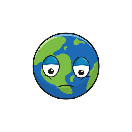 Sad earth cartoon vector graphicsのイラスト素材