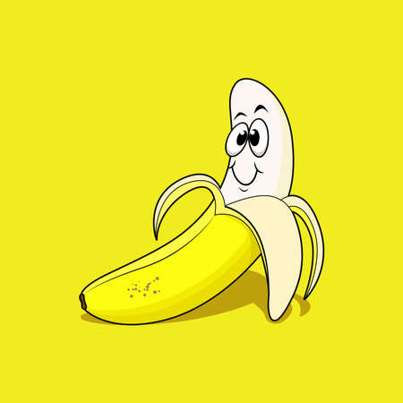 Peeled banana cartoon mascot smile vector graphicsのイラスト素材