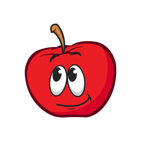 Red apple emoticon cute smile vector graphicsのイラスト素材