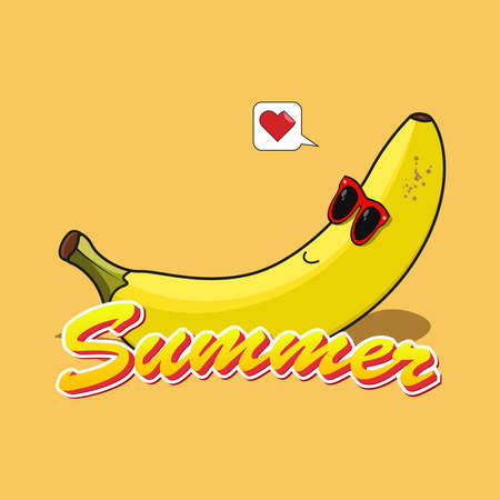 Relaxing banana cartoon mascot vector graphicsのイラスト素材