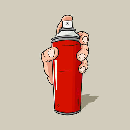 Hand hold spray paint can vector graphicsのイラスト素材