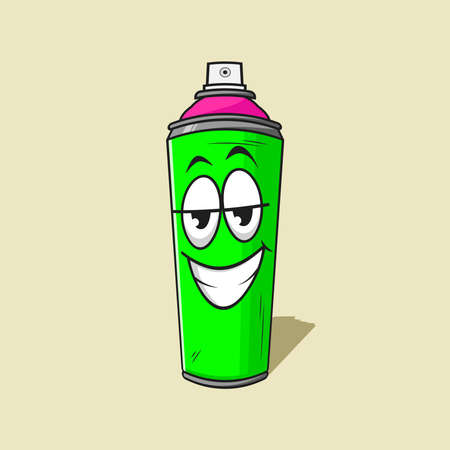 Spray paint can mascot cartoon evil laugh vector graphicsのイラスト素材