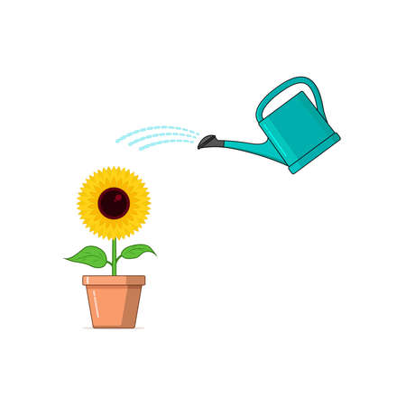 Watering plants cartoon vector graphicsのイラスト素材