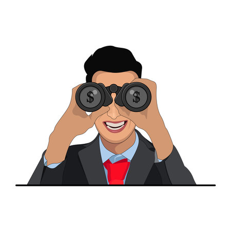 Businessman using binoculars vector graphicsのイラスト素材
