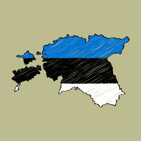Estonia map with chalk effect vector graphicsのイラスト素材