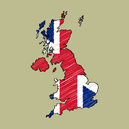 United Kingdom map with chalk effect vector graphicsのイラスト素材