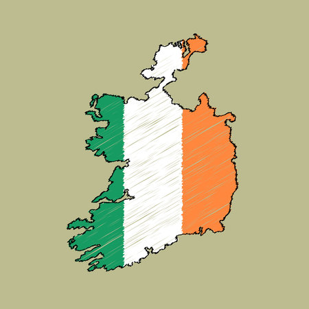 Republic Of Ireland Republic map with chalk effect vector graphicsのイラスト素材