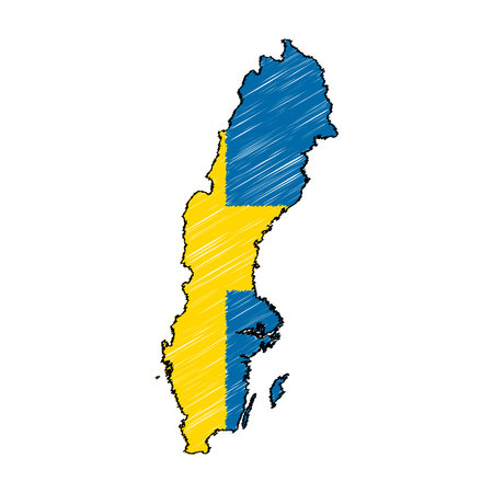 Sweden map with chalk effect vector graphicsのイラスト素材