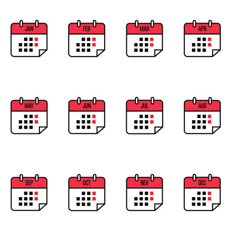 calendar icon bundles vector graphicsのイラスト素材
