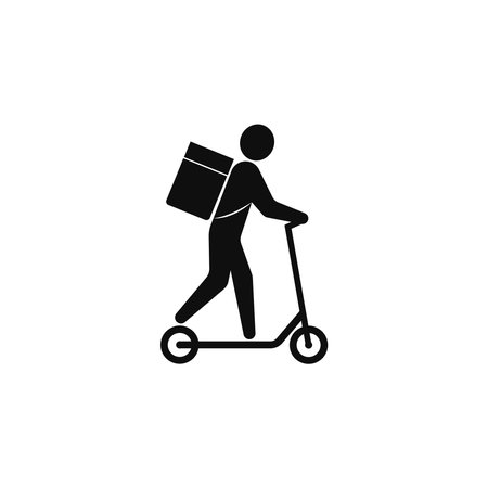 Courier riding electric scooter vector graphicsのイラスト素材