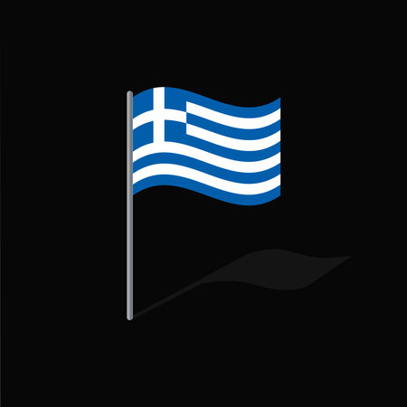 Greece flag on pole vector graphicsのイラスト素材