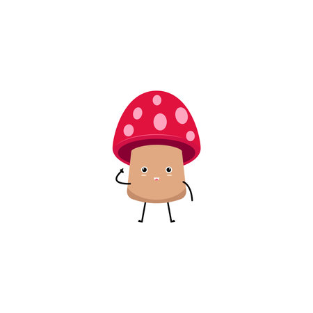 Cute mushroom mascot vector graphicsのイラスト素材