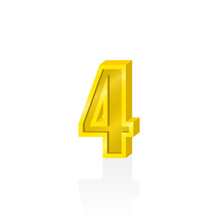 3d gold number 4 vector graphicsのイラスト素材