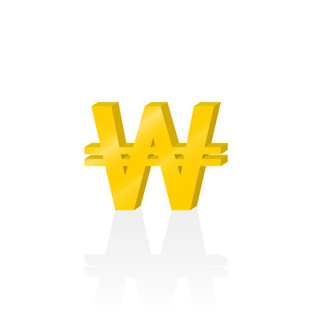 3D Gold South Korea won Symbol vector graphicsのイラスト素材