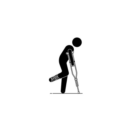 Injured man walk with crutches vector graphicsのイラスト素材