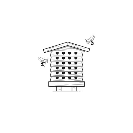 Bee house icon isolated vector graphicsのイラスト素材