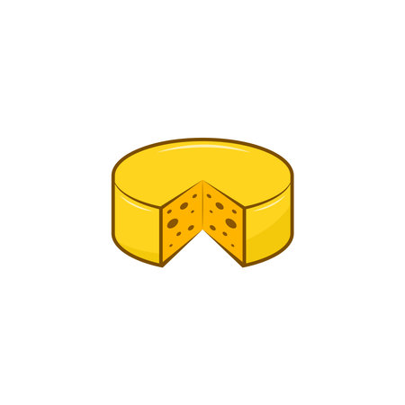 Rounded cheese with cut isolated vector graphicsのイラスト素材