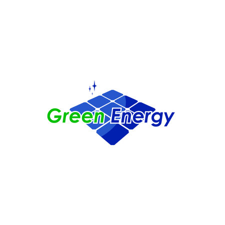 Solar panel, green energy logo vector graphicsのイラスト素材