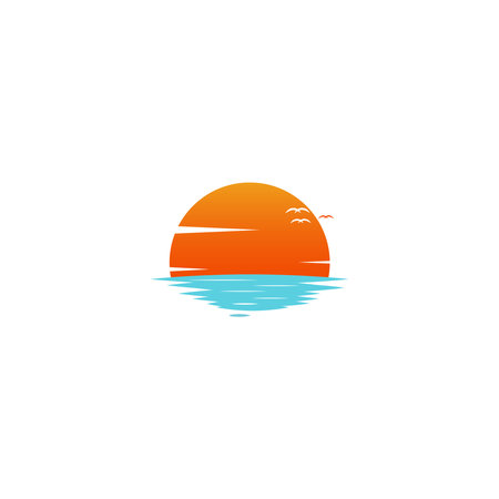 Sunset over the sea vector graphicsのイラスト素材