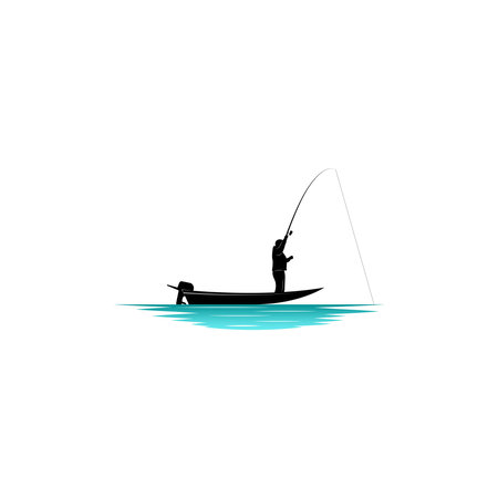 Man fishing on the boat icon vector graphicsのイラスト素材