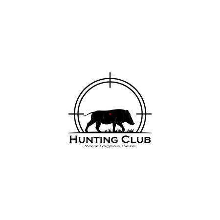 wild boar or hunting club logo design vector graphicsのイラスト素材