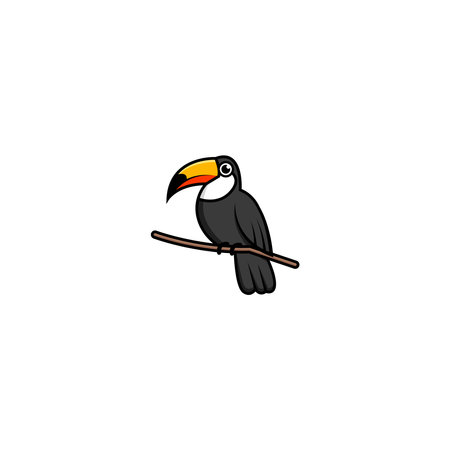 Toucan sits on a branch vector graphicsのイラスト素材
