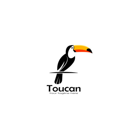 Toucan sits on a branch logo vector graphicsのイラスト素材