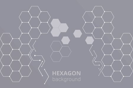 Hi-tech background design. Hexagonal background for digital technology, medicine, science, research and healthcare. The concept of chemical engineering, genetic research, innovative technology.のイラスト素材