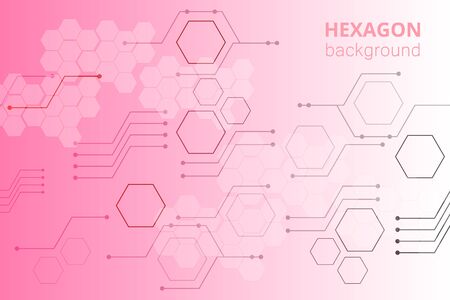 High tech background design. The concept of chemical engineering, genetic research, innovative technologies. Hexagonal background for digital technology, medicine, science, research and healthcare.のイラスト素材