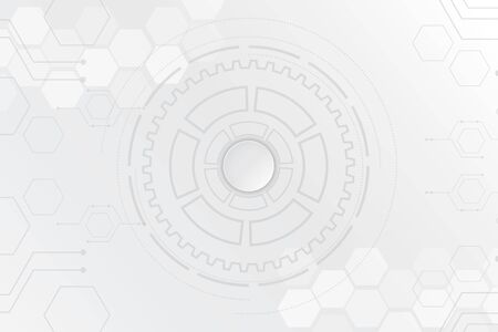 White technology background with various technological elements. The concept of innovative high-tech communications. Digital technology and engineering.のイラスト素材