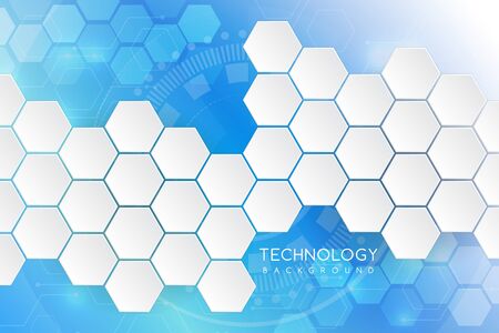 Technology background with various technological elements. The concept of innovative hi-tech communications. Digital technology and engineering.のイラスト素材