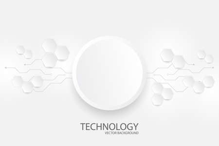 White technology background with various technological elements. The concept of innovative high-tech communications. Digital technology and engineering.のイラスト素材