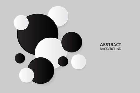 Modern abstract background with black and white round shapes.のイラスト素材