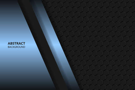 Black hexagon carbon fiber background with metallic shapes. Futuristic modern honeycomb.のイラスト素材