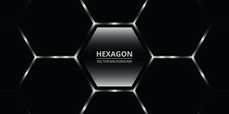 Dark technology hexagonal background. Honeycomb texture grid.のイラスト素材