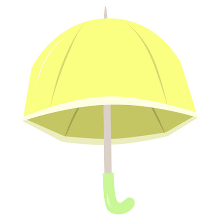 Yellow Umbrella. Open umbrellas. Various prints. Hand drawn colored Vector illustration. Flat style.のイラスト素材