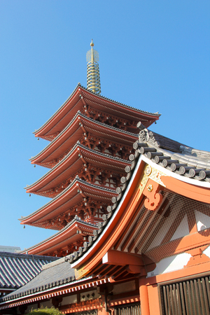 Tokyo famous sensoji temple tower in asakusaのeditorial素材