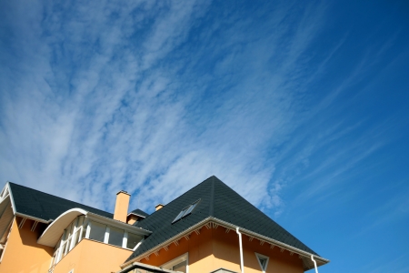 closeup shot of house over the blue skyのeditorial素材